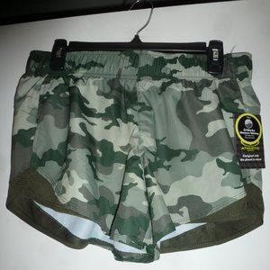 Athletic Works Green Camo Mesh Moisture Wicking Athletic Shorts Women’s M (8-10)